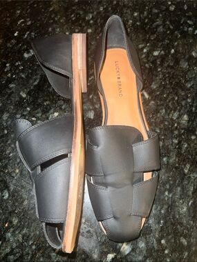 Lucky Brand Black Leather Cutout D'Orsay Flats